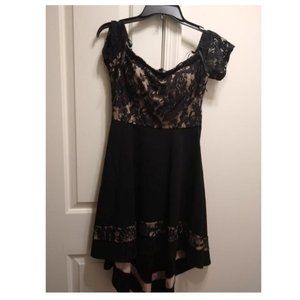 City Studios Juniors' Off-The-Shoulder High-Low  Lace Dress
